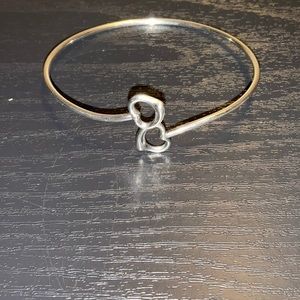 Vintage 925 sterling silver Tiffany & Co. open double heart bangle